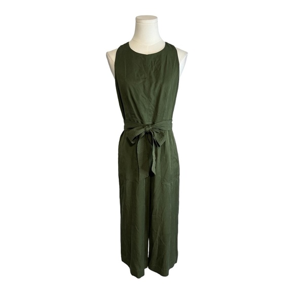 BANANA REPUBLIC Olive Green Jumper Romper Belt sz 2P 2 Petite Cropped Work Party - Picture 3 of 7